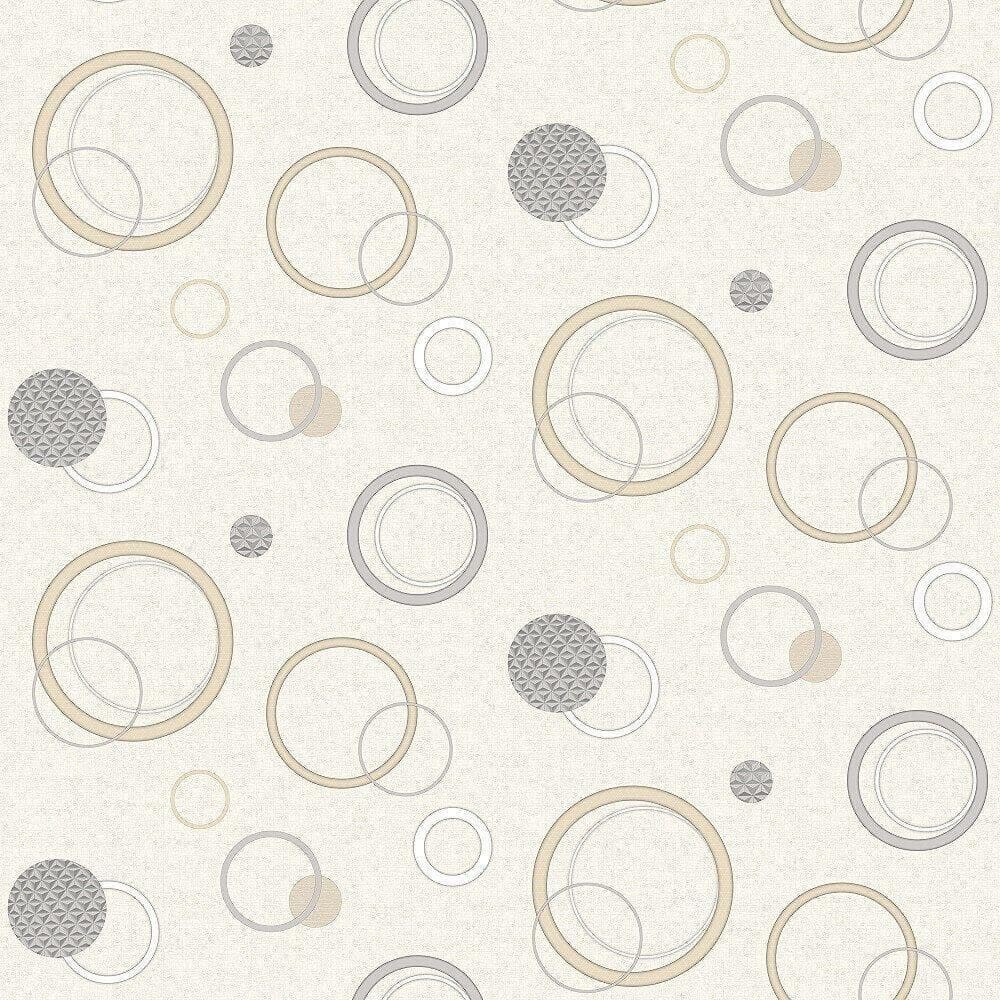 Papel De Parede Fiesta Modern Geométrico Círculos Creme 543342 Fiesta Modern 543342