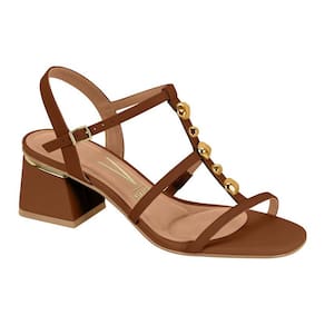Sandalia Feminina Vizzano Salto Bloco Tiras Dourado 6428.153