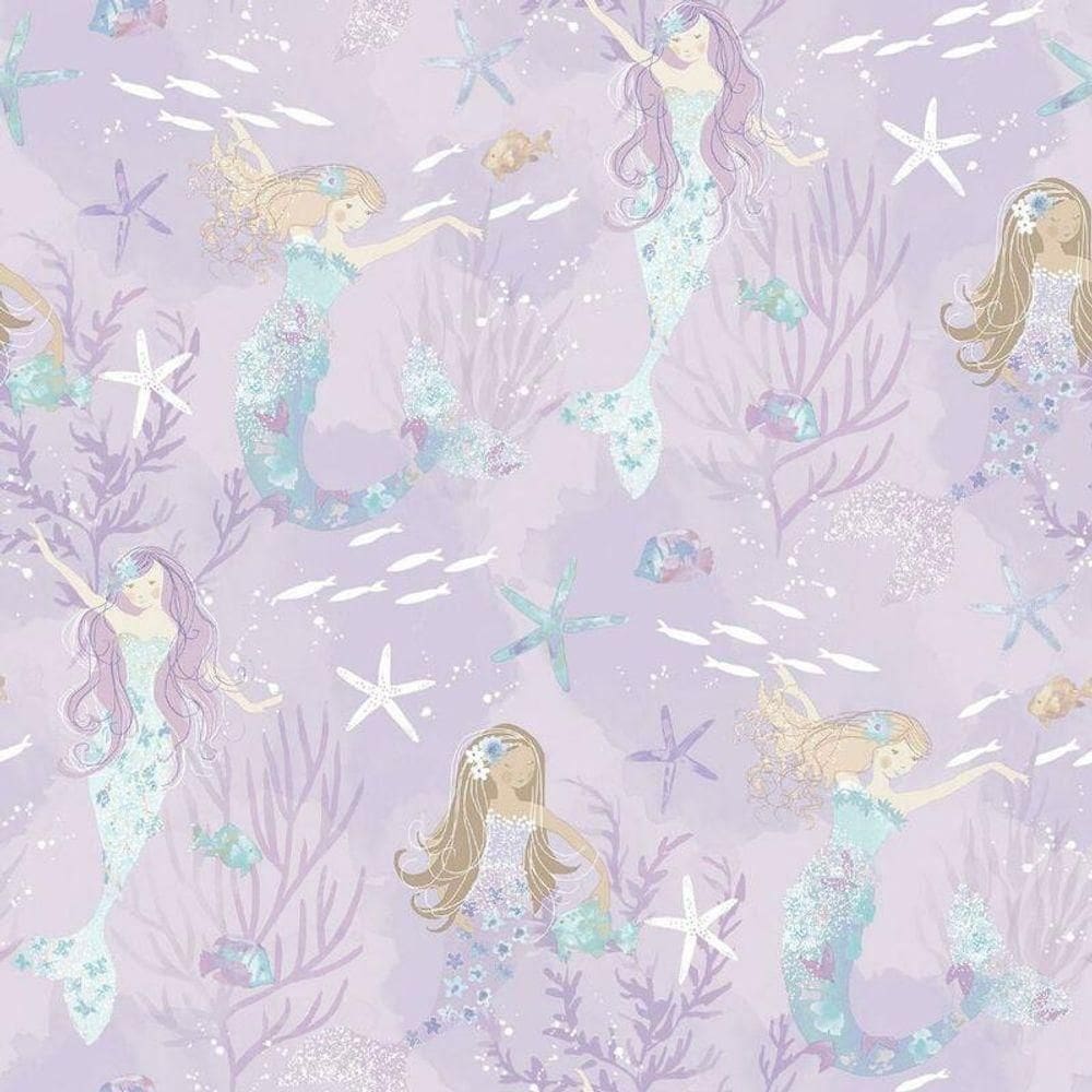 Papel De Parede Sereias - G78391 Roxo E Gliter Tiny Tots 2 - G78391