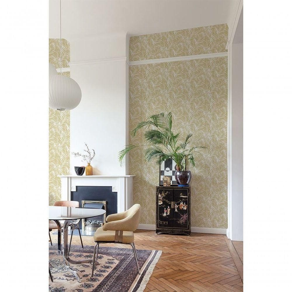 Papel De Parede Maison Folhagem Amarelo Mn2010
