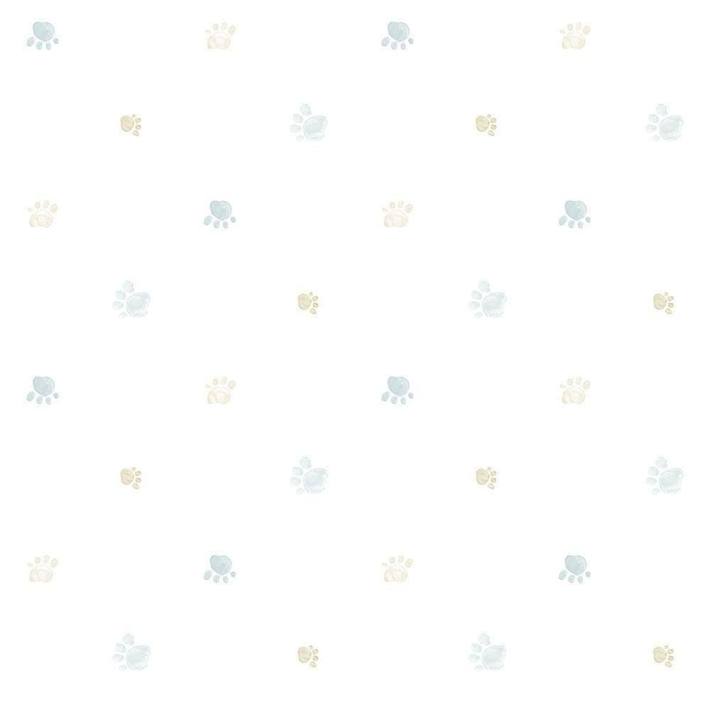 Papel De Parede Lullaby Pegadas Verde Malva 2284 - Rolo 10m X 0,53m