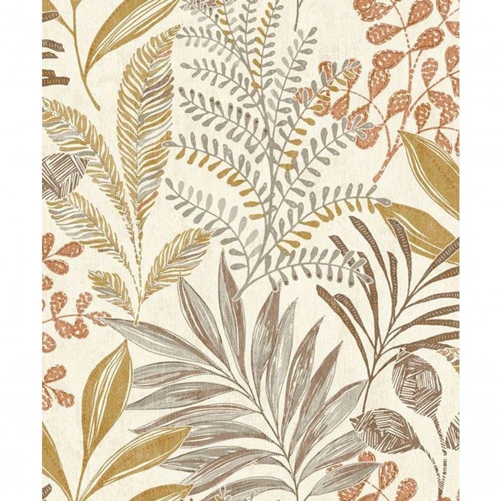 Papel De Parede Maison Folhagem Colorido Mn3108