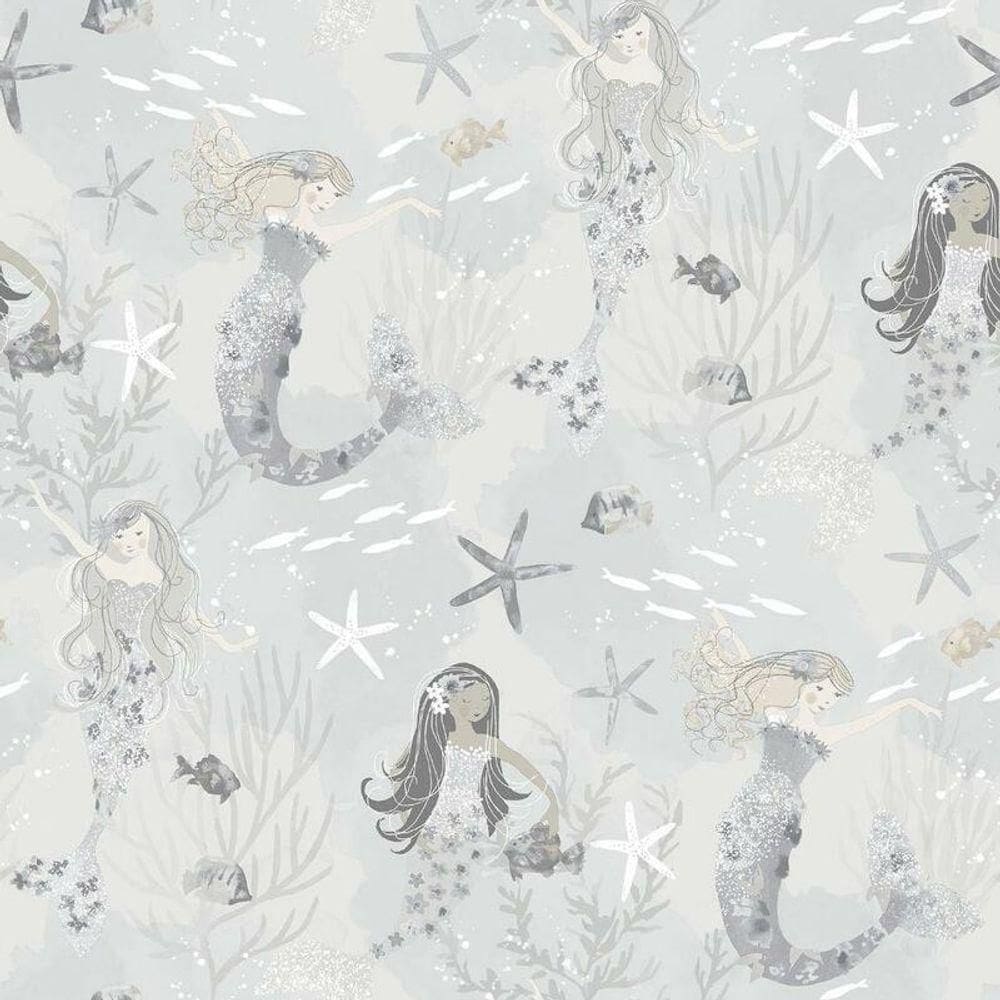 Papel De Parede Sereias - G78389 Cinza E Gliter Tiny Tots 2 - G78389