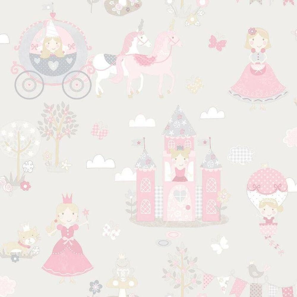 Papel De Parede Conto De Fadas - G78370 Cinza E Rosa Tiny Tots 2 - G78370