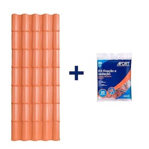 Kit com 5 Telhas de Pvc Colonial 5 Ondas 2,30 X 0,86 X 2.0 Mm com 4 Kit Fixação e Vedação afort Marrom