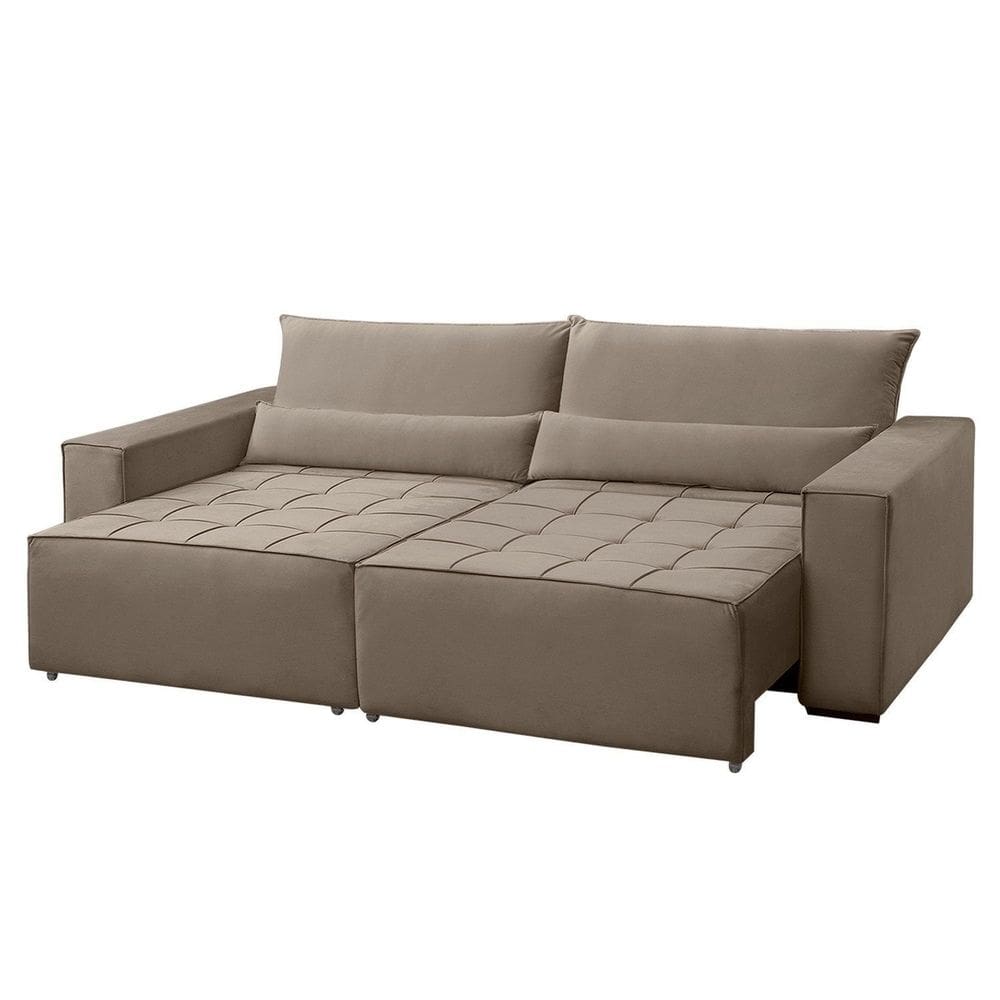 Sofá Cama 4 Lugares Retrátil e Reclinável Master Castor
