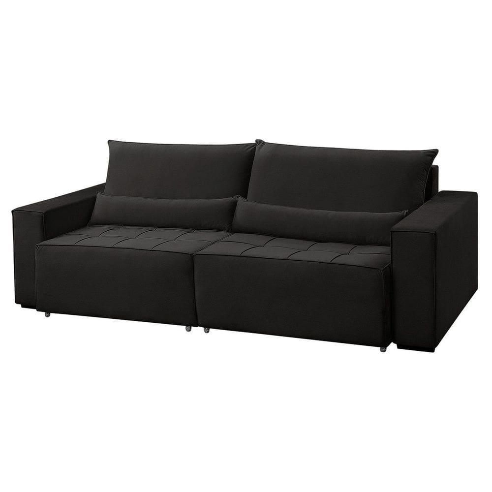 Sofá Cama 4 Lugares Retrátil e Reclinável Master Preto