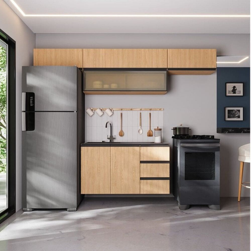 Cozinha Modulada 5 Peças 4 Aéreos 1 Balcão Nara Cabecasa Madeiramadeira Avena