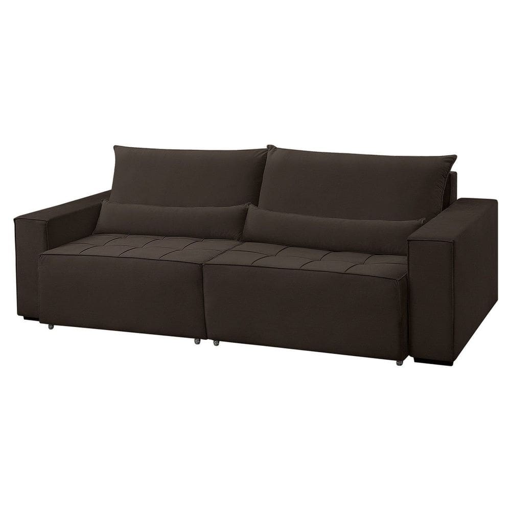 Sofá Cama 4 Lugares Retrátil e Reclinável Master Marrom
