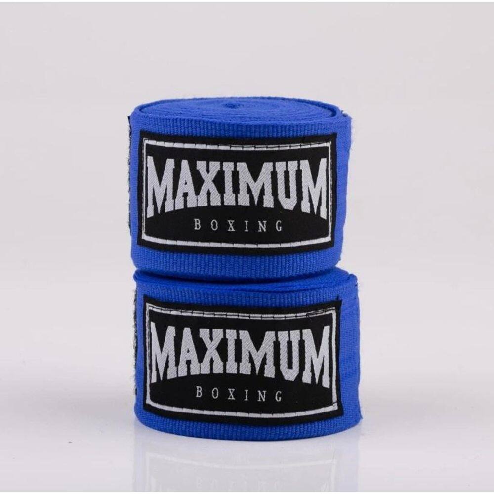 Par Bandagem Maximum Muay Thai 3 Metros Boxe Kickboxing Azul