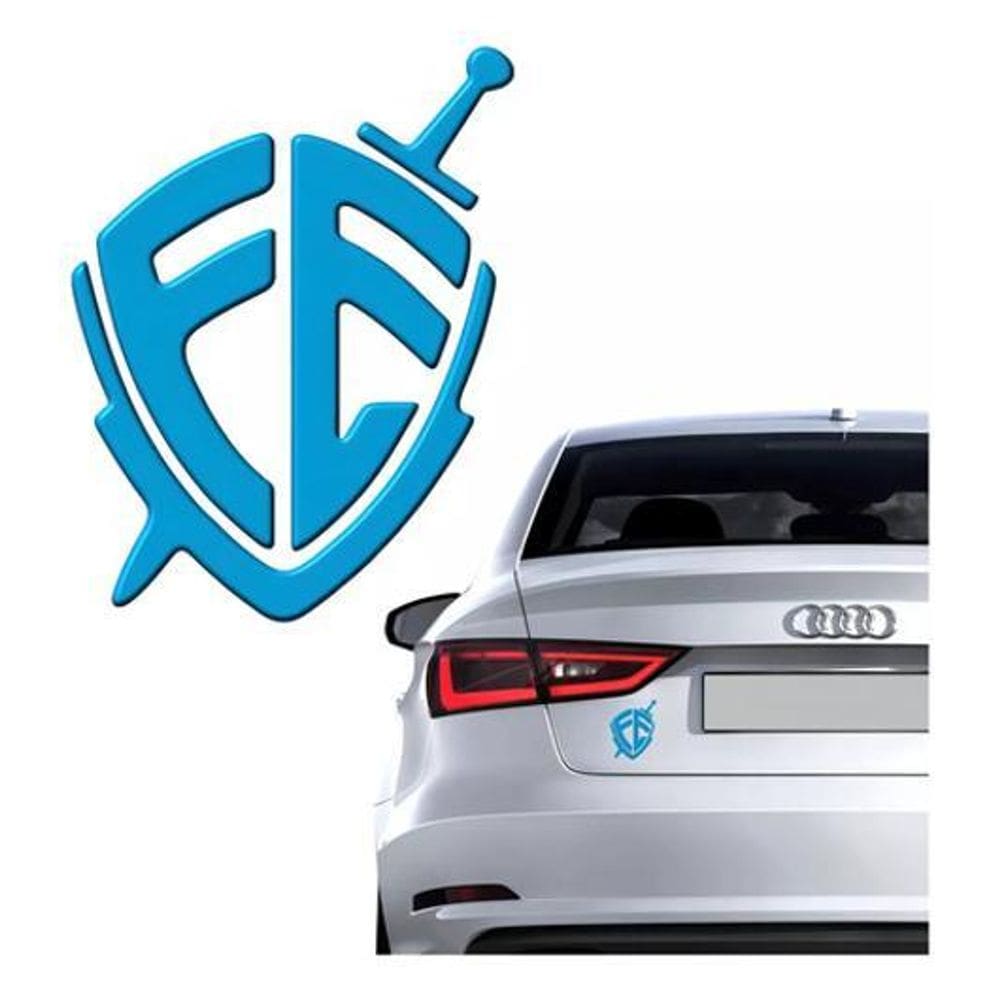 Adesivo Fé Resinado 3D Azul Carro Emblema Escudo Res14