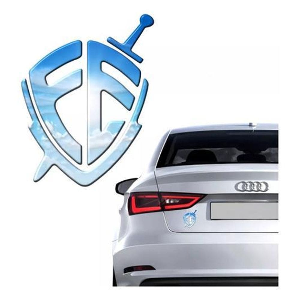 Adesivo Fé Resinado 3D Céu Carro Emblema Escudo Res15 Azul