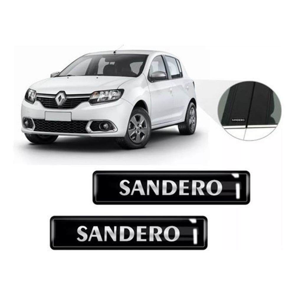 Kit Adesivos 2 Emblemas Lateral Coluna Sandero Resinado 3D