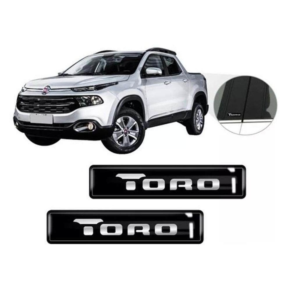 Kit Adesivos Emblemas Lateral Coluna Fiat Toro Resinado 3D