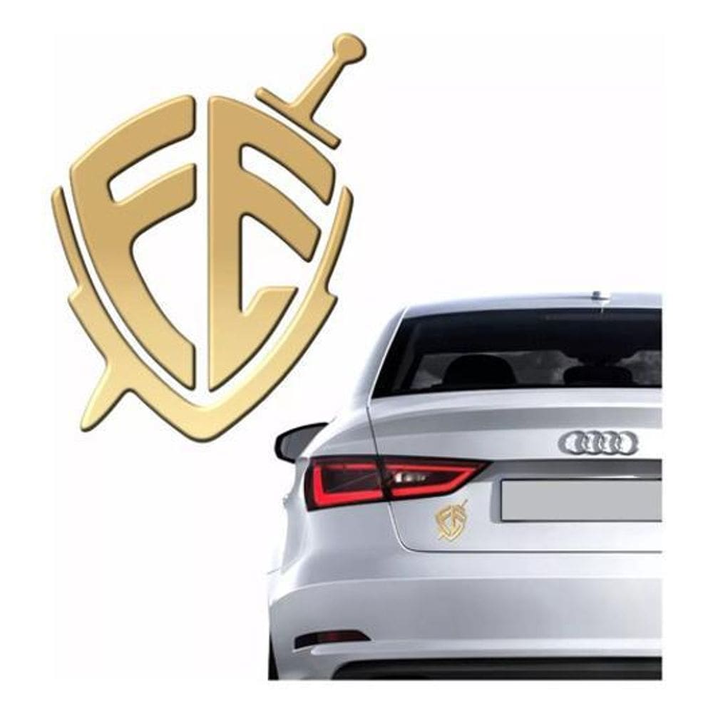 Adesivo Fé Resinado 3D Dourado Para Carro Emblema Res10
