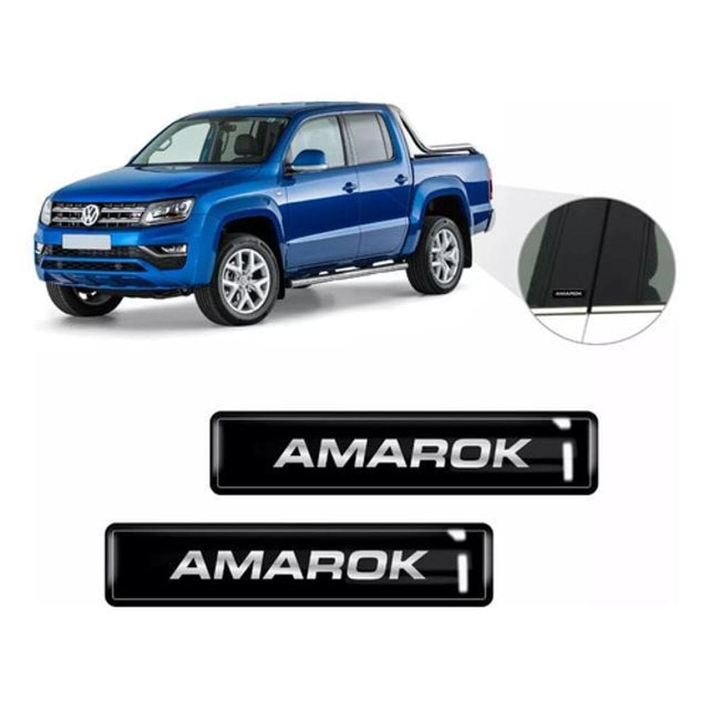 Kit Adesivos Emblemas Lateral Coluna Amarok Resinado 3D