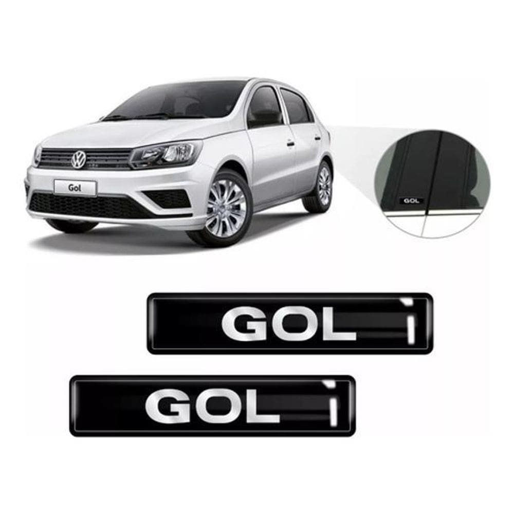 Kit Adesivos 2 Emblemas Lateral Coluna Gol Resinado 3D
