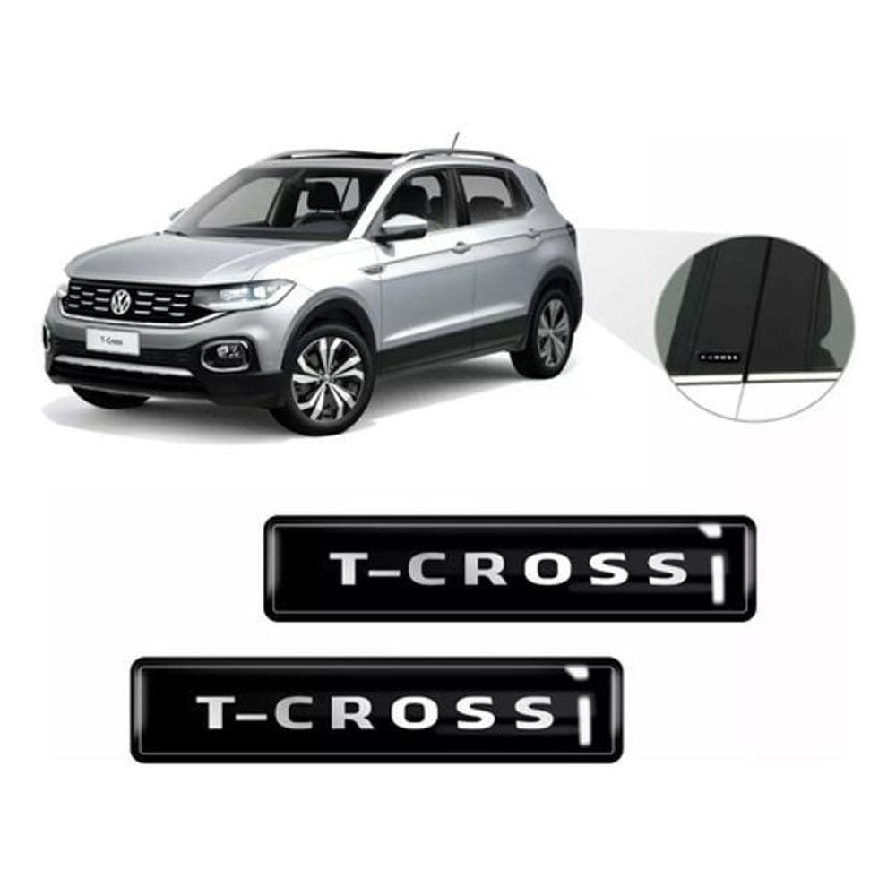 Kit Adesivos 2 Emblemas Lateral Coluna T-Cross Resinado 3D