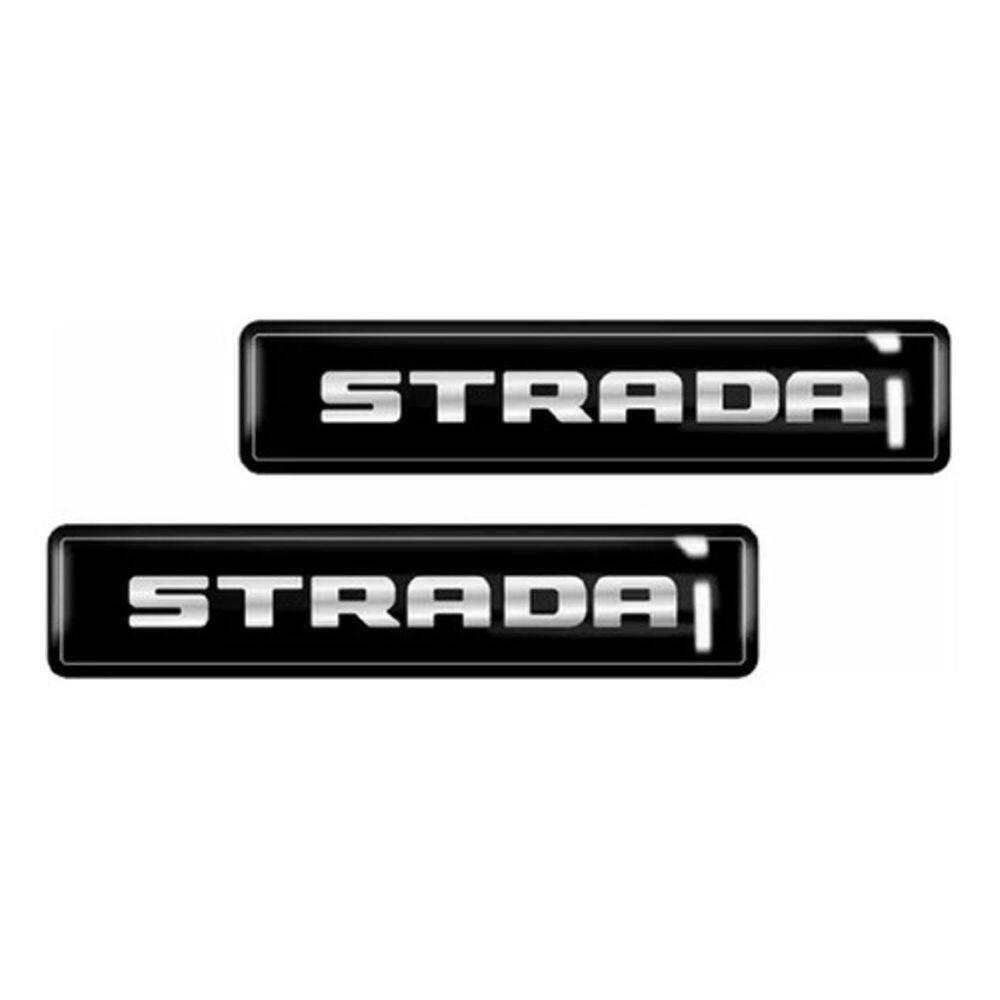 Kit Adesivos 2 Emblemas Lateral Coluna Strada Resinado 3D