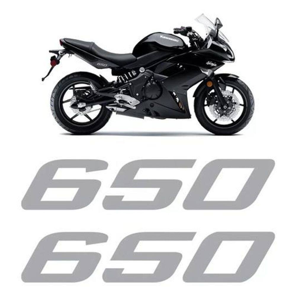 Par Adesivo Emblema 650 Prata Compatível Kawasaki 650A2