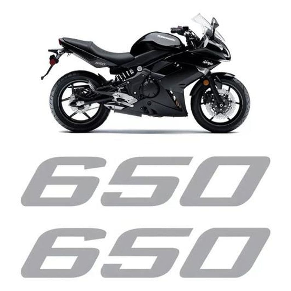 Par Adesivo Emblema 650 Prata Compatível Kawasaki 650A2