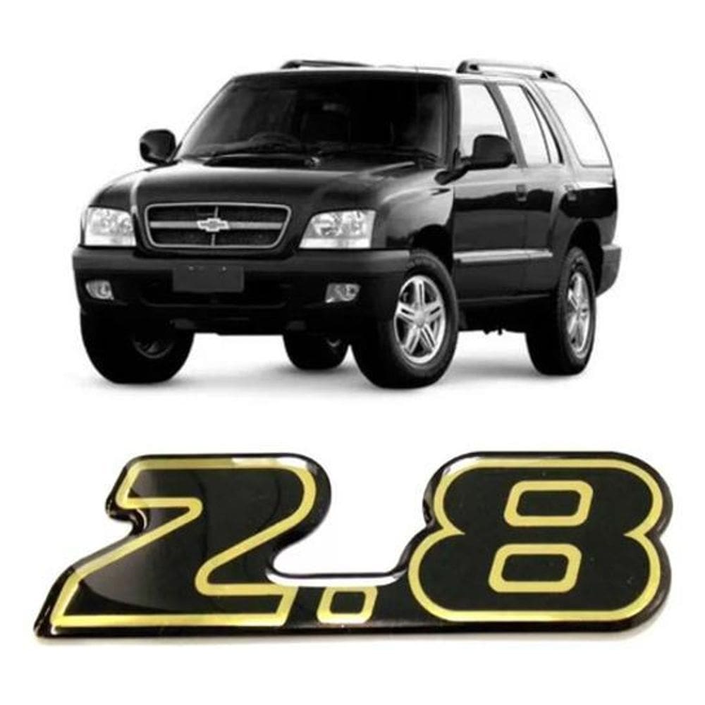 Emblema Adesivo Resinado Chevrolet 2.8 Dourado S10R04