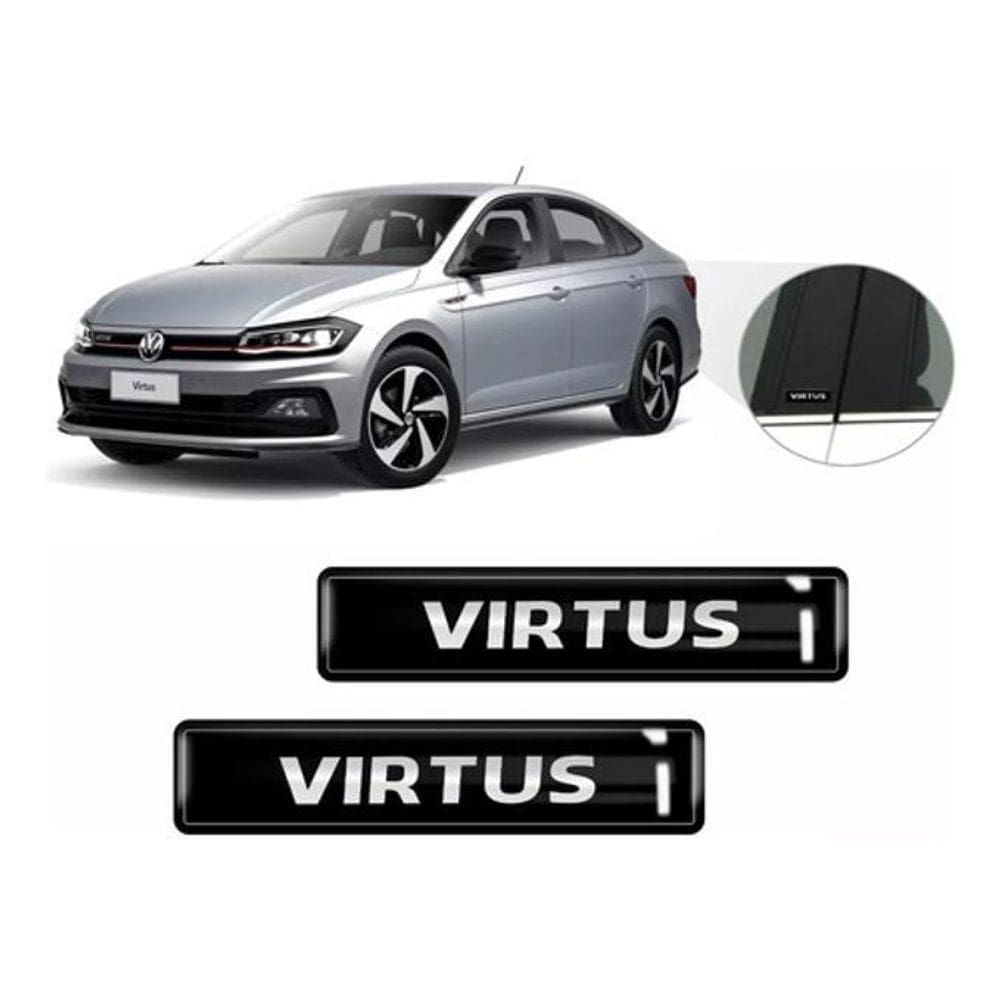 Kit Adesivos 2 Emblemas Lateral Coluna Virtus Resinado 3D