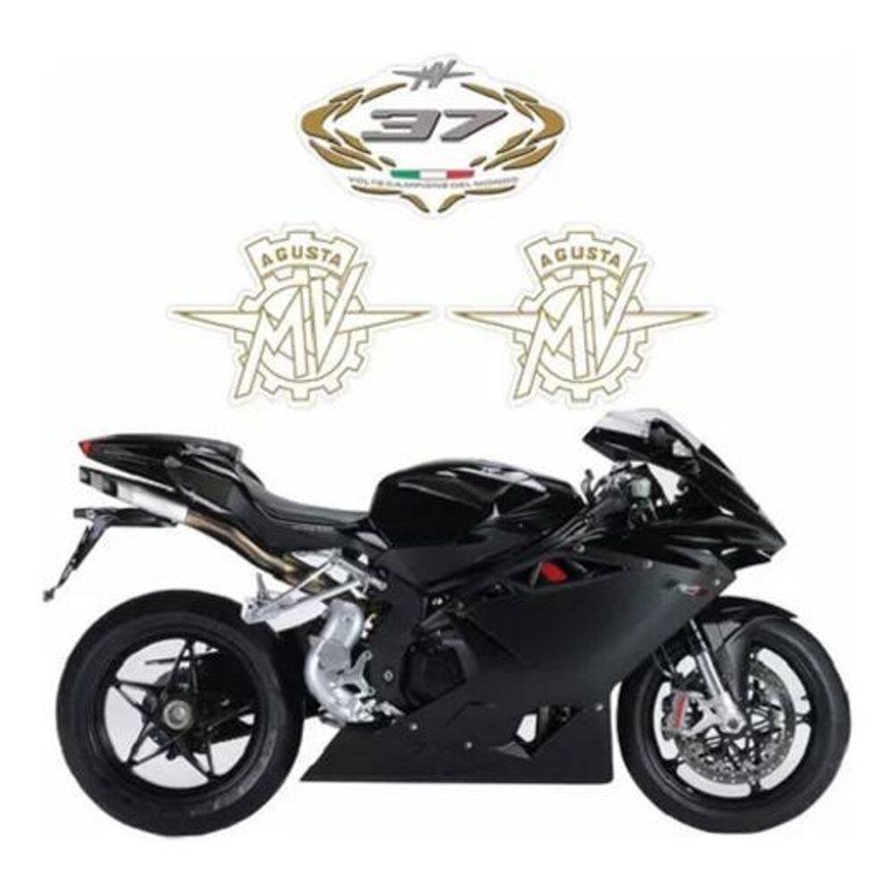 Emblemas Adesivos Compatível Tanque Mv Agusta F4 Preta Ag019
