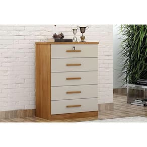 Cômoda de Quarto Suíça/Austria c/ 5 Gavetas Cumaru/Fendi 25 - Novo Horizonte