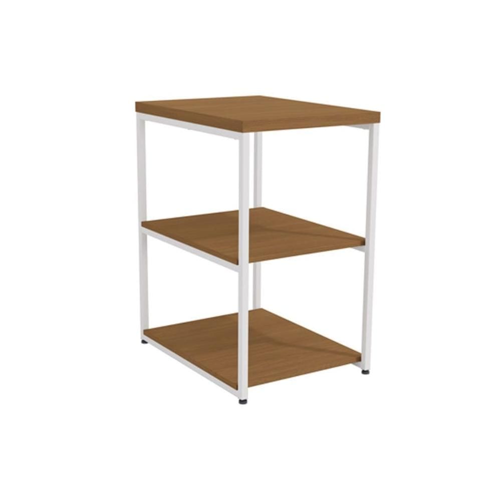 Mesa Lateral p/ Sala Industrial LI004 c/ 3 Prateleiras Canela/Branco - Kappesberg