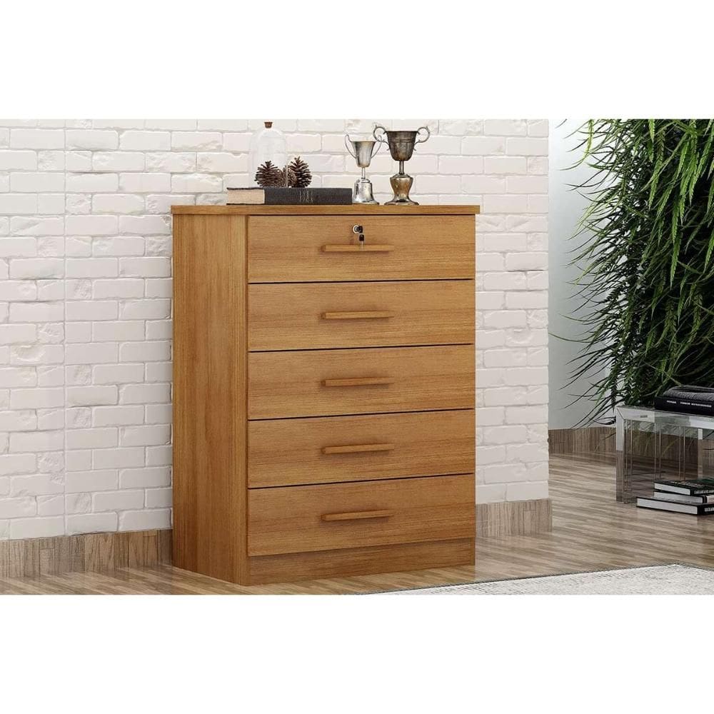 Cômoda de Quarto Suíça/Austria c/ 5 Gavetas Cumaru 23 - Novo Horizonte