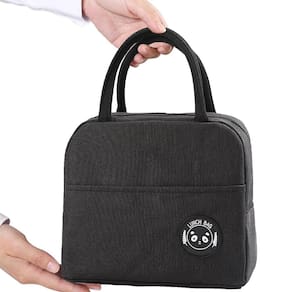 Bolsa Térmica Organizadora em Poliéster de Mão Para Marmita Preta