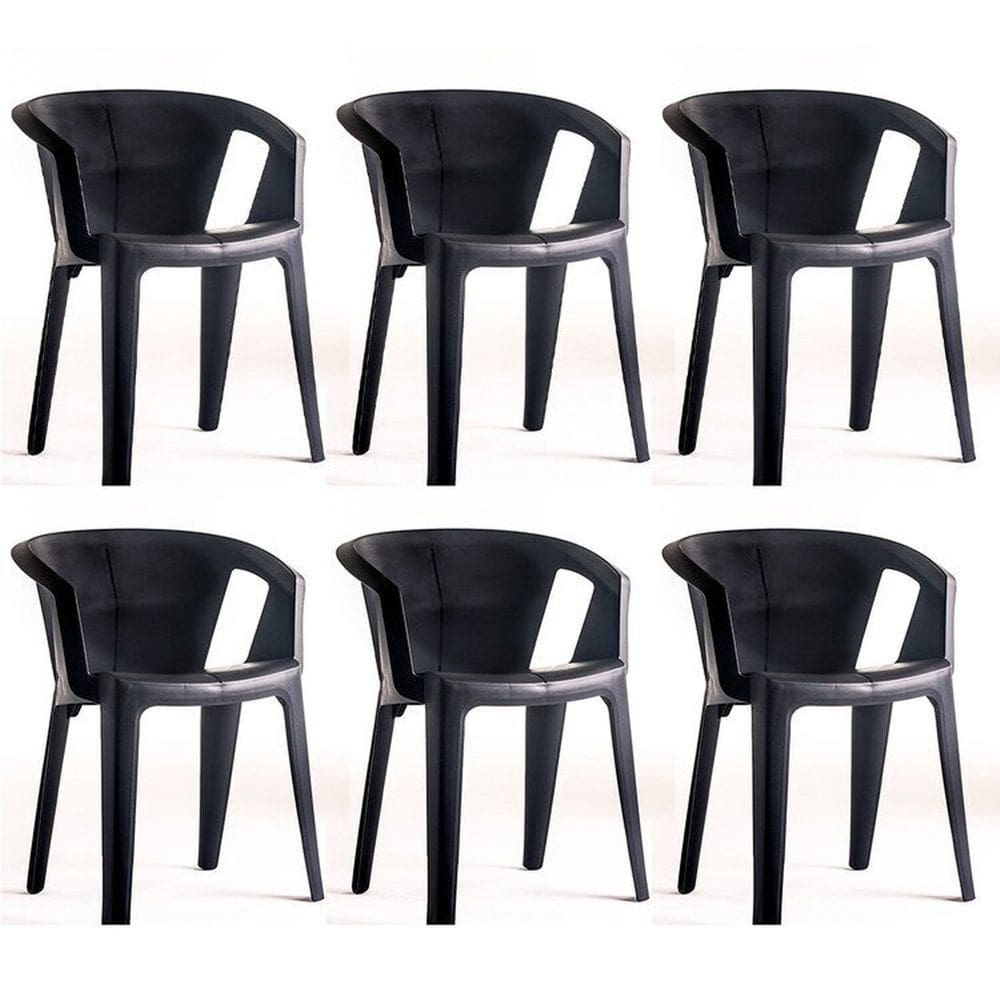 Conjunto com 6 Cadeiras Una Preto