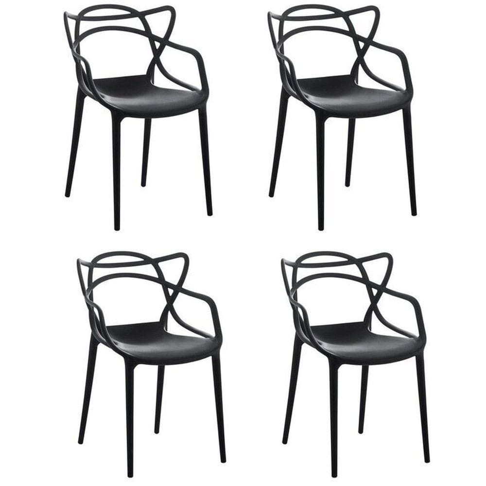 Kit 4 Cadeiras Allegra Flex 85cmx54cmx56 Cm Preto