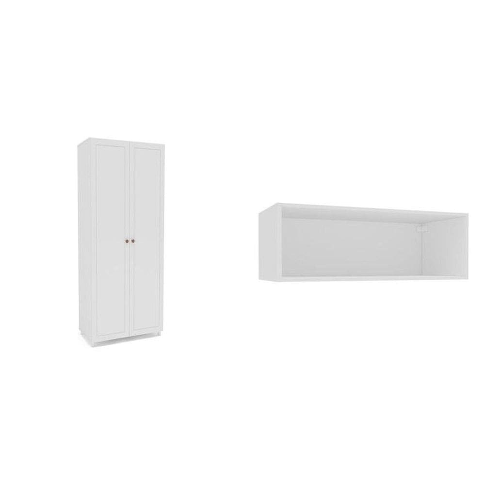 Conjunto 1 Armário 2 Portas Multiuso e 1 Nicho Pérola Branco Yescasa Branco