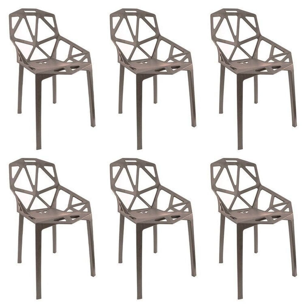 Conjunto com 6 Cadeiras Pixel Cinza Mushroom
