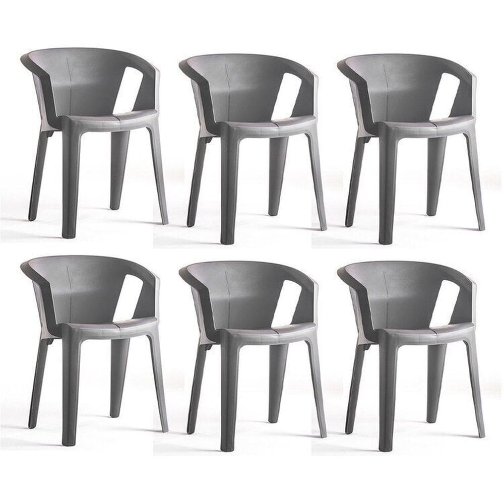 Conjunto com 6 Cadeiras Una Cinza Mushroom