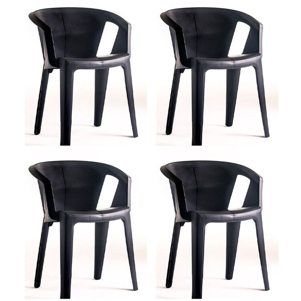 Conjunto com 4 Cadeiras Una Preto