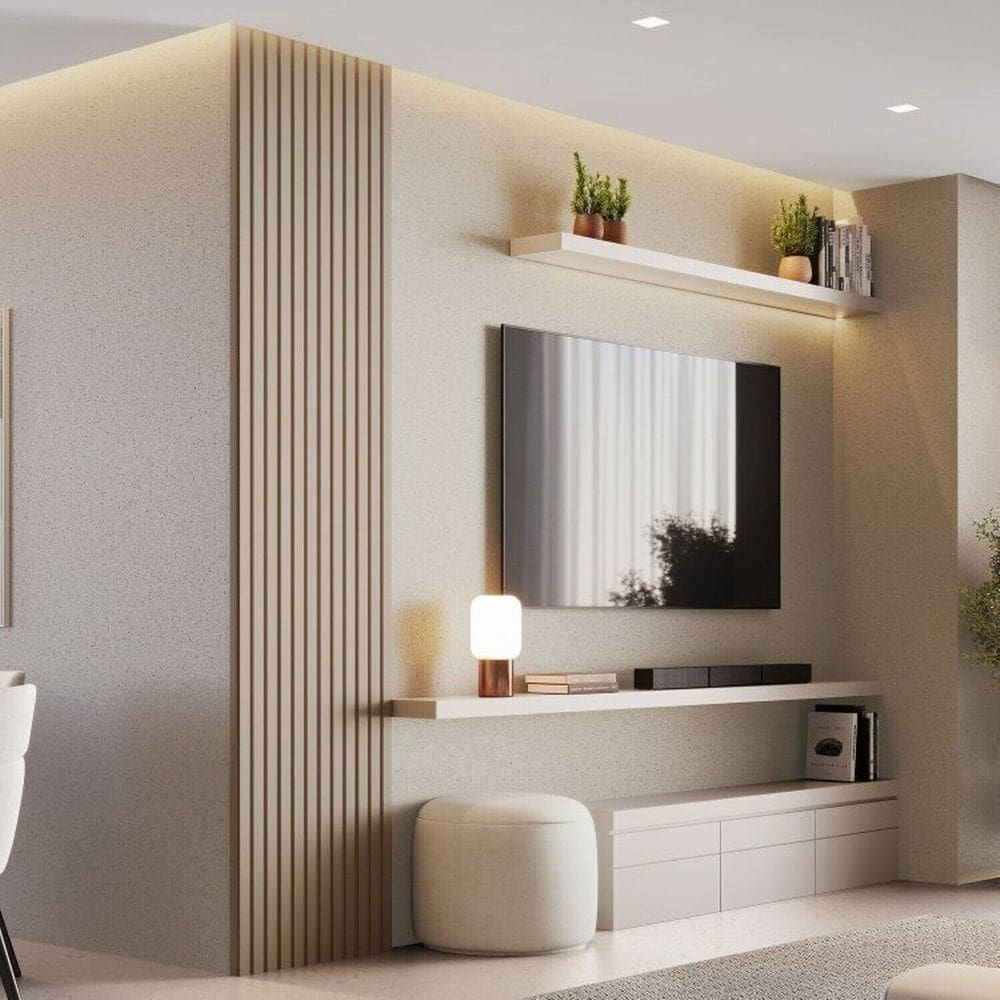 Kit 3 Placas de Painel Ripado Milão 250cm X 58cm X 3,3mm rende 4,35m² Bege