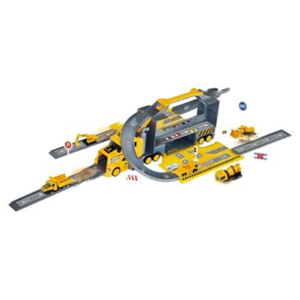 Caminhao Garagem Construcao com 5 Carrinhos e Acessorios DM Toys Brinquedo Infantil Recreativo