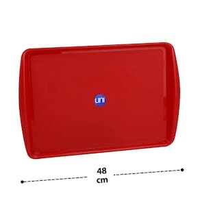 Bandeja 33x48cm de Plástico Retangular Vermelha - Tudo em Caixa