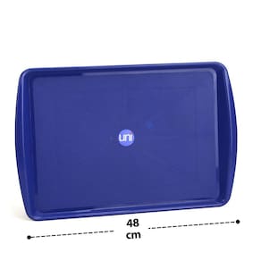 Bandeja 33x48cm de Plástico Retangular Azul - Tudo em Caixa