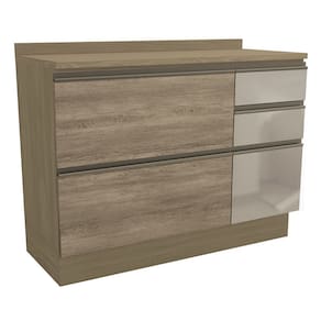 Balcao Com Tampo 1P 3G Vidro 120 cm Maxxi G747 Nogal Kappesberg
