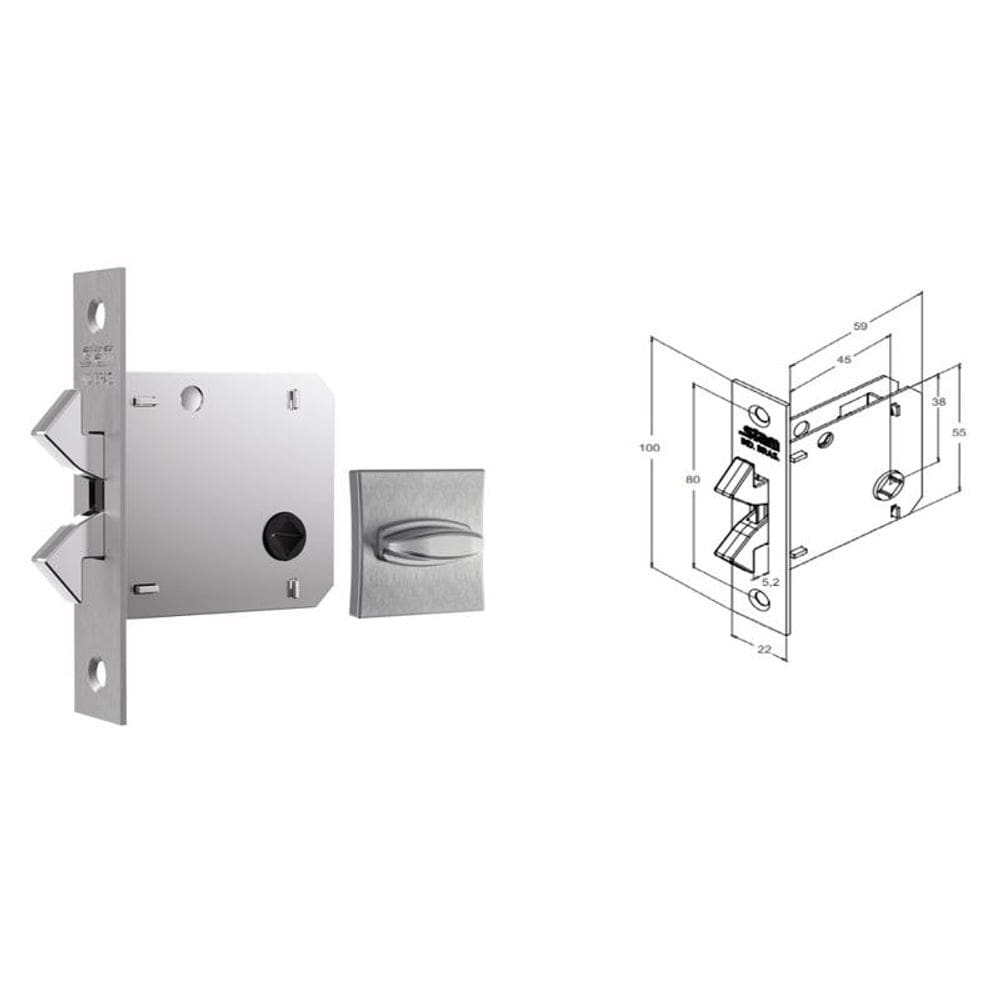 Fechadura Porta De Correr Wc 1006 Inox Escovado Ros.quadrada