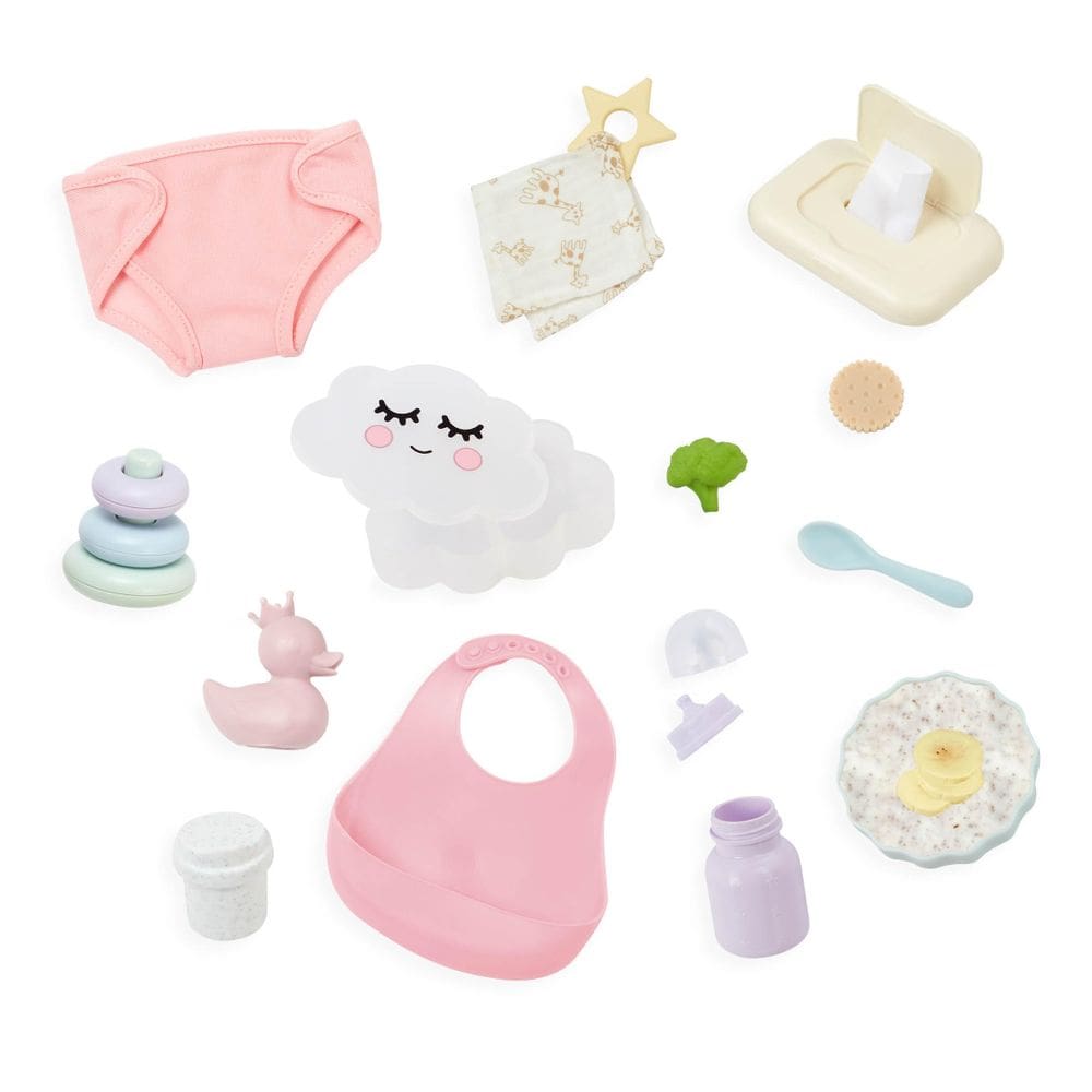 Conjunto de cuidados e alimentação para bonecas LullaBaby Meal Time de 14 polegadas
