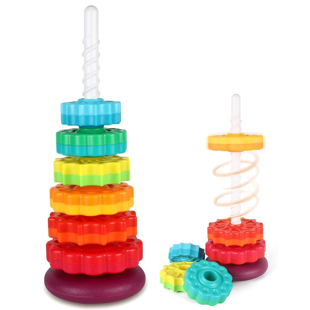 Brinquedo giratório JUXUE Rainbow Stacking para crianças de 1 a 3 anos