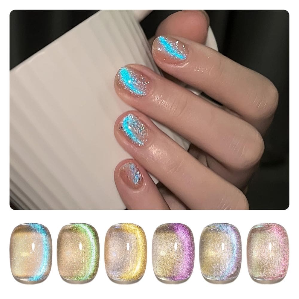 Conjunto de esmaltes GAOY Cat Eye Gel com Magnet Blue Glitter