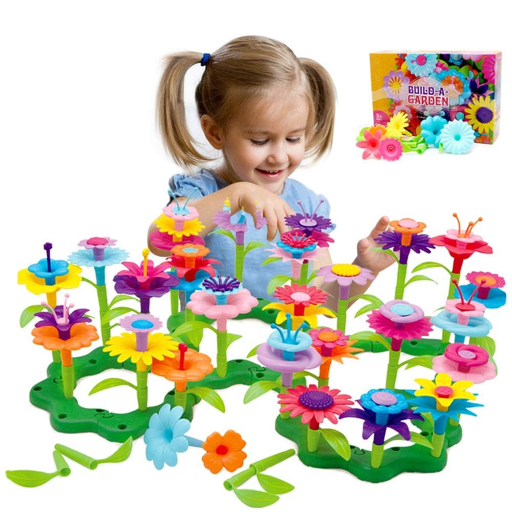 Conjunto de construção de jardim de flores Byserten 98 unidades para meninas de 3 a 6 anos