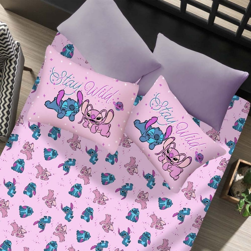 Jogo de Cama Solteiro 2 Pçs Stitch Disney 70% Algodão 30% Poliéster