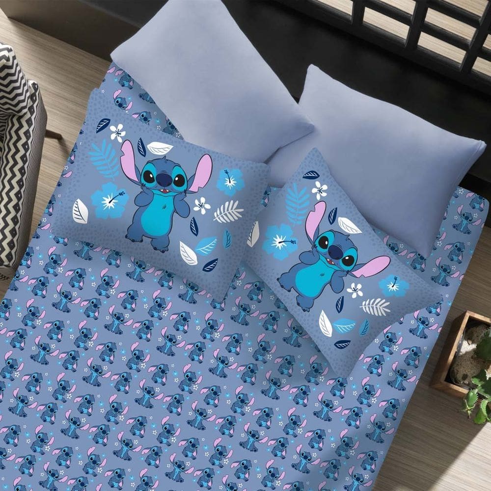 Jogo de Cama Solteiro 2 Pçs Stitch Disney 70% Algodão 30% Poliéster